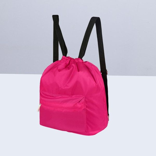 

outdoor bags drawstring backpack waterproof sports for (rose red)