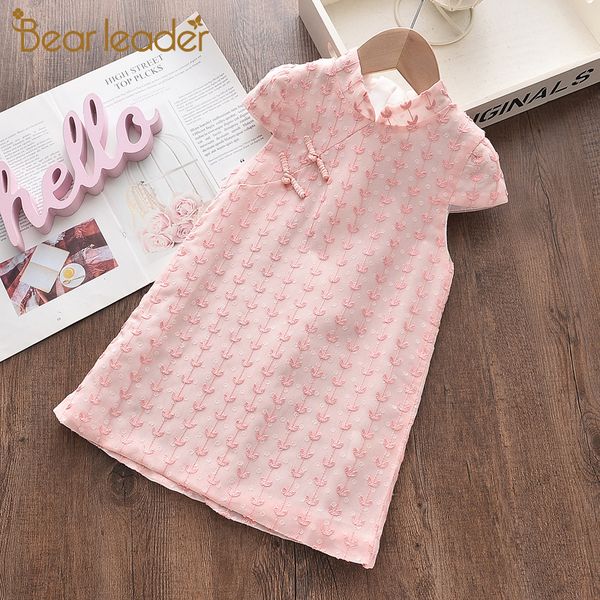 

bear leader girls kids floral dress 2021 new summer kids elegant costumes flowers embriodery baby outfits children vestidos 2 6y 210317, Red;yellow