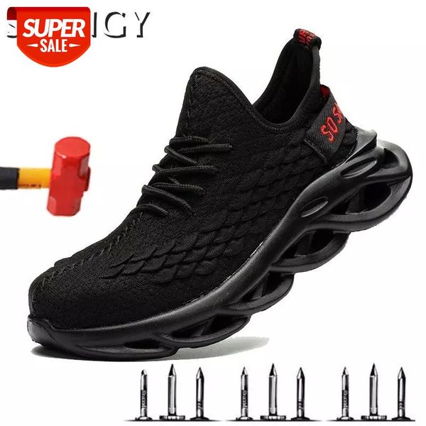 

2020 work safety shoes men outdoor new fashion blade bottom mens sneakers ultra light soft bottom anti smashing work male shoes #247j