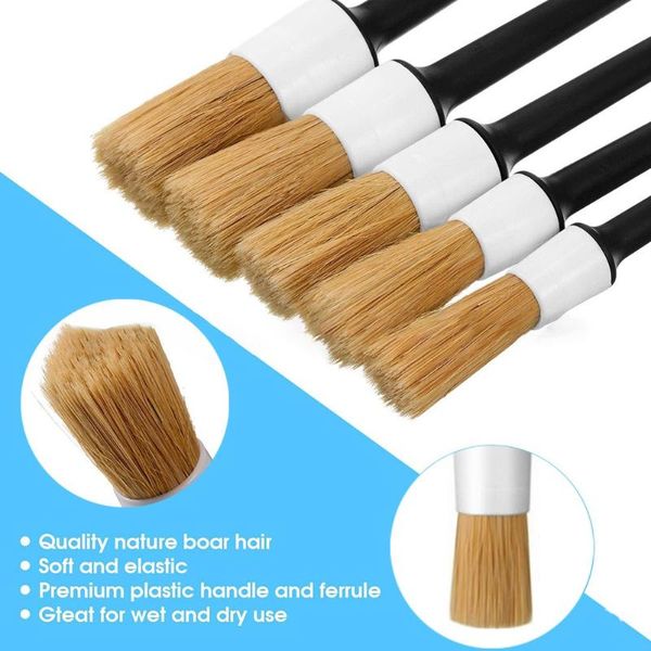 

car sponge 5pcs detailing brush boar hair bristle set soft easy use