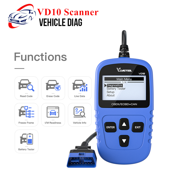 

code readers & scan tools vd10 obd2 scanner auto diagnostic tool handhold muit-language reader check engine battery tester pk cr3001 cr319