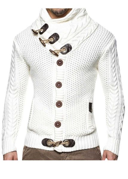 

zogaa men's slim pullover sweater men brand casual slim sweaters thick horn buckle coarse wool twist flower sweater 211014, White;black
