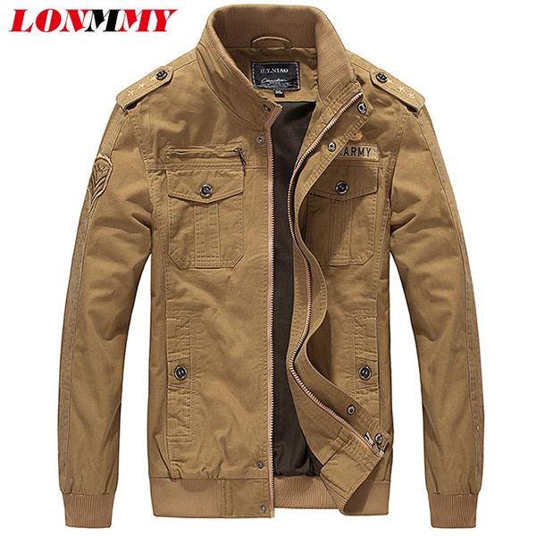 

men's jackets lonmmy bomber jacket men cotton coat casacas para hombre mens and coats windbreaker streetwear khaki army green, Black;brown