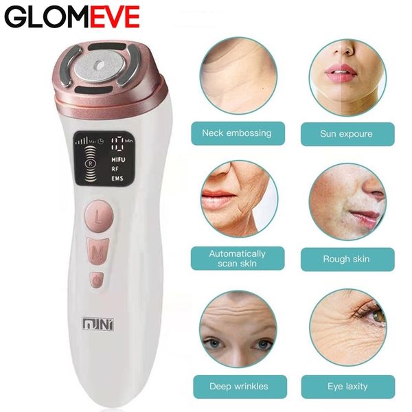 

mini hifu machine ultrasound rf ems microcurrent led light therapy face lifting tightening anti wrinkle skin care product 220114
