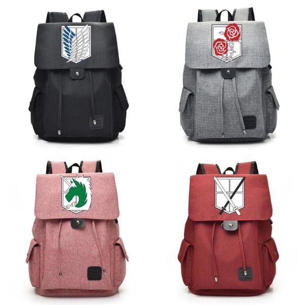 

backpack attack on titan scouting legion usb port bag zipper messenger school students book daypack large capacity boy travel
