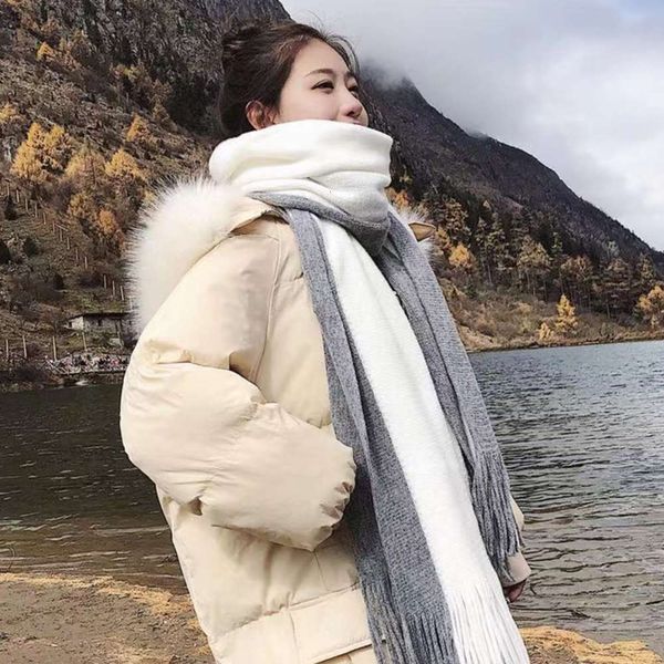 

new scarf female autumn and winter korean warm versatile student couple soft girl ins girl's knitting bib male, Blue;black