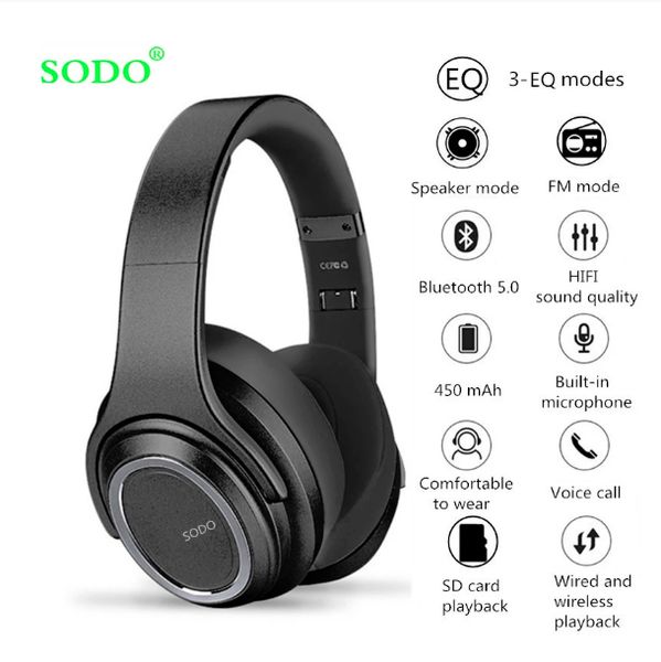 SODO MH11 Bluetooth Headphones Speaker 2 in 1 Over Ear Bluetooth 5.0 Headset Wearable Speaker Foldable Hi-Fi Stereo Headphones