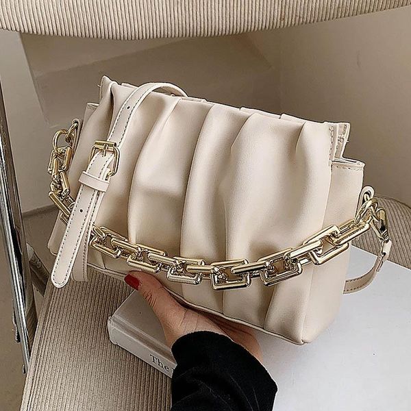 

shoulder bags folds design pu leather crossbody for women 2021 fashion chain messenger bag elegant female handbags and phone