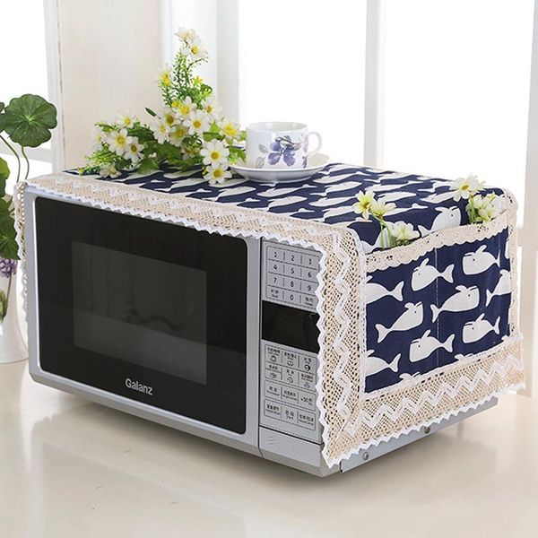 

other household sundries 1pc flax dust cover microwave oven hood towel with storage bag home kitchen tool
