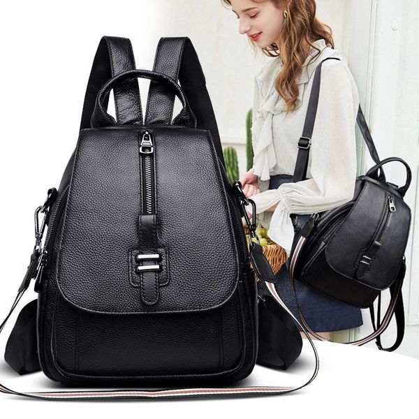 

leather casual women's school bag small new fashion the backpack of version all-match trend korean 2019 shoulder cowhide lig osbkr