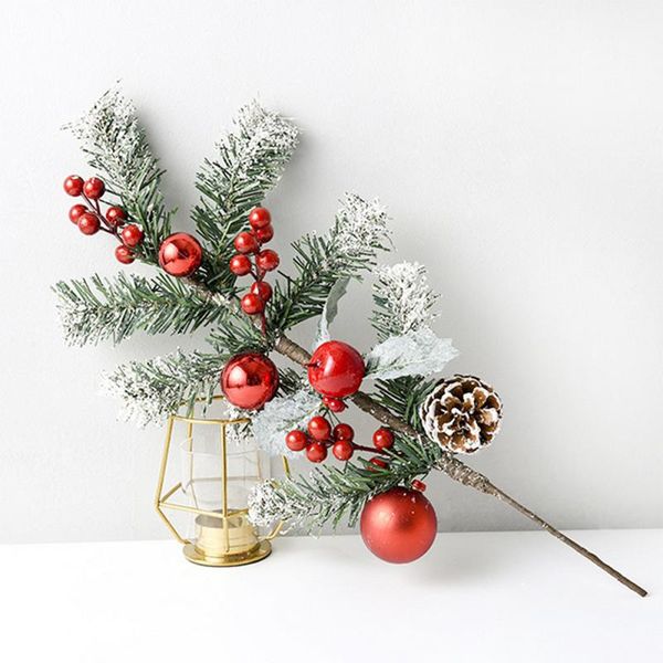 

decorative flowers & wreaths 1pc simulation plastic pine cones red berries branch for vase flower arrangement material diy christmas party o