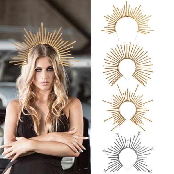 

hair clips & barrettes gold color crown band cosplay goddess headdress party halloween costume star headband mary headwear, Golden;silver