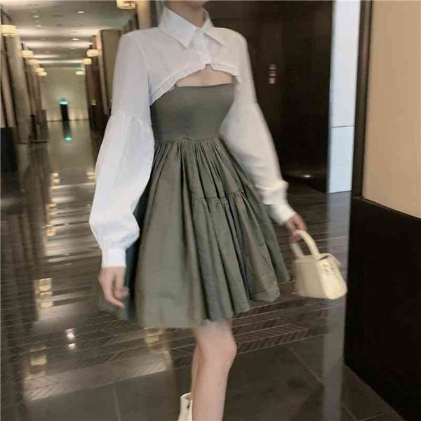 

women's knits & tees ruffle white long sleeve smocked women crop summer lantern korean blouse xnzm