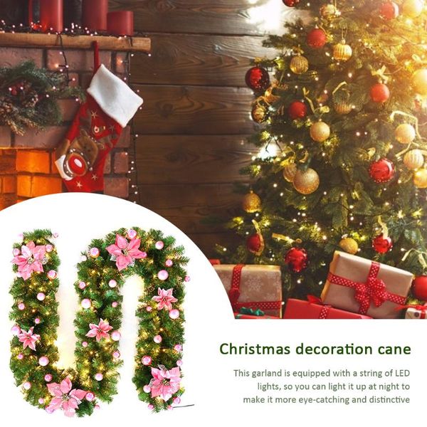 

christmas decorations garland decoration rattan lights wreath mantel fireplace stairs wall door pine xmas tree led light