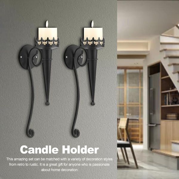 

candle holders 2pcs living room holder iron torch design party vintage gift wall mounted home decor durable anniversary universal
