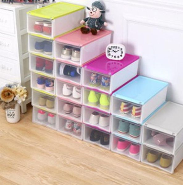 

clothing & wardrobe storage thicky colored transparent plastic clamshell shoebox box drawer shoe boots organizing boxes almacenaje de zapato