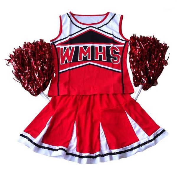 

cheerleading tank petticoat pom cheerleader 2 piece suit red costume s-l1