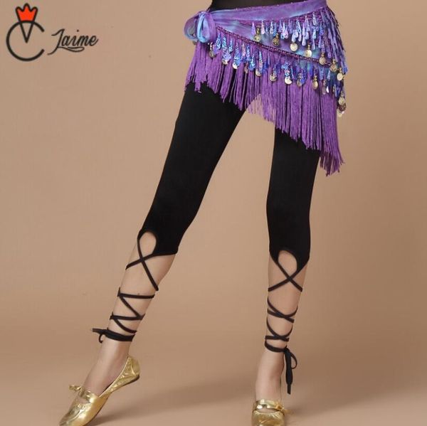 

stage wear belly dancing pants promotion dancer practice clothes women bandage black dance leggings tights trousers, Black;red