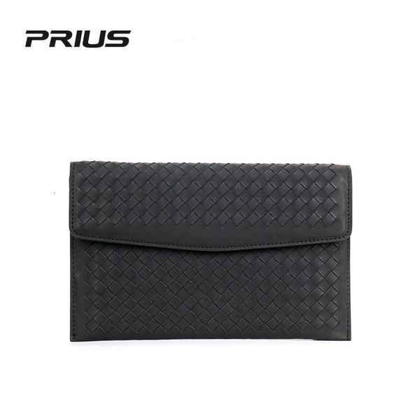 

wallet prius men's hand bag waxed leather woven flip letter, Red;black
