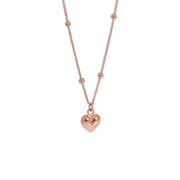 

925 sterling sier beads chain elegant rose gold platinum love heart pendant necklace for women gift jewelry, Silver