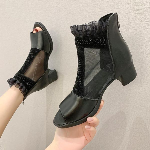 

style summer wedge women sandals open toe gladiator sandals women casual platform for women's shoes, Black