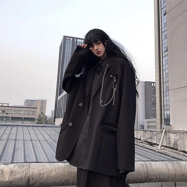 

women's suits & blazers female loose ins dark long-sleeved casual coat 2021 women blazer black spring autumn suit jacket, White;black