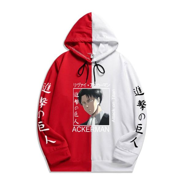 

men's hoodies & sweatshirts 2021 anime attack on titan sportswear hoodie print printing double color sweatshirt harajuku thin clothing, Black