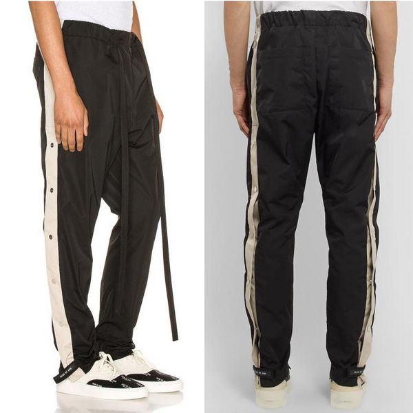 

2021 new brand nylon streamers fashion high street men's trendy breasted sportswear basketball pants cm28, Black