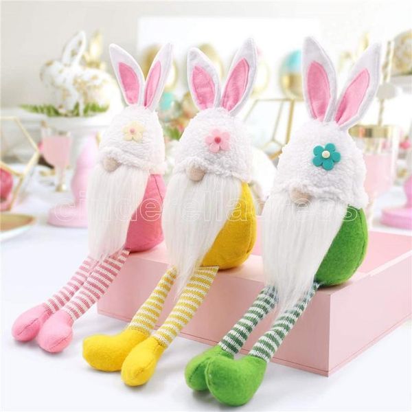 

long legged easter bunny gnome decoration easter faceless doll easter plush dwarf home party decorations kids toys