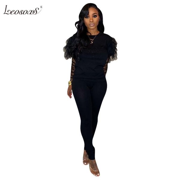 

women's tracksuits sweat suits two piece set tracksuit women mesh long sleeve autumn crop and full length pants casual 2 outfits, Gray