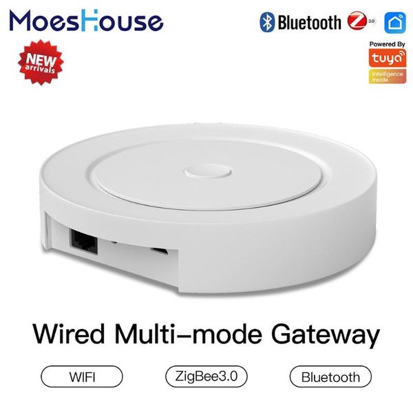 

smart home control moeshouse multi-mode gateway zigbee wifi bluetooth mesh wired hub work with tuya voice via alexa google