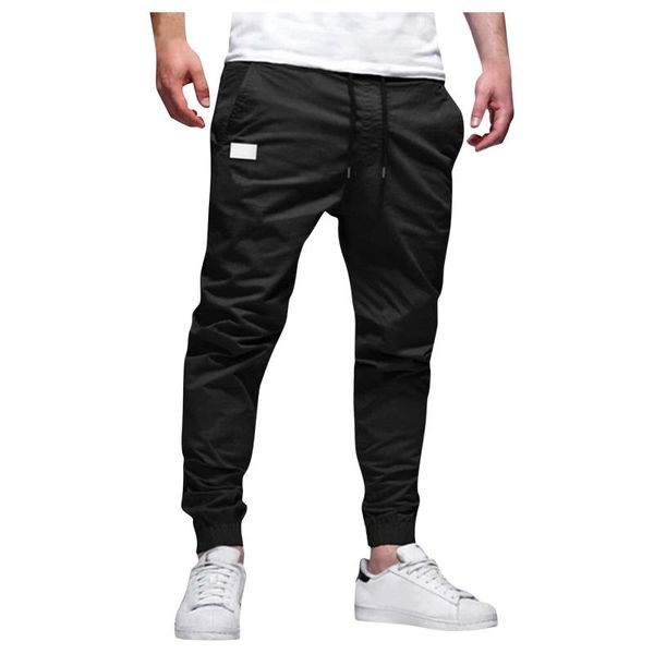 

men's jeans 2021 casual men cargo pants fashion mid waist pencil pant solid pocket full length trousers sweatpants, Blue