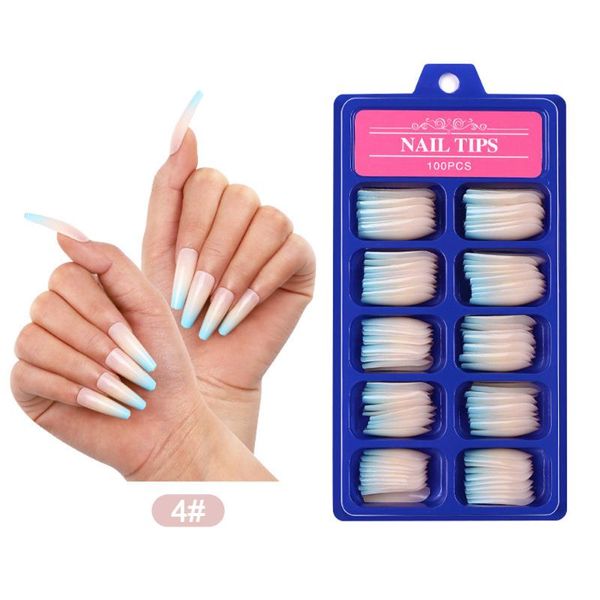 

nail art kits 100pcs/box full cover fake tips artificial false nails long ballerina color tip 10 sizes manicure tool