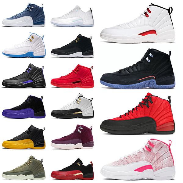 

classic nik air jorden jumpman 12 low basketball shoes bowl easter trainers royalty stone fiba bulls off dark concord white men women 12s sp, White;red