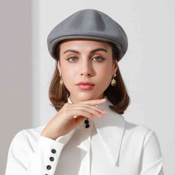 Rongmei autunno e inverno berretto di lana femmina personalità moda moda cappello ottagonale mostrando faccia piccola bocciolo donne