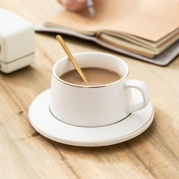

cups & saucers white ceramic coffee cup gold tea and saucer set eco friendly business gift mug tasse a cafe porcelain ac50bd