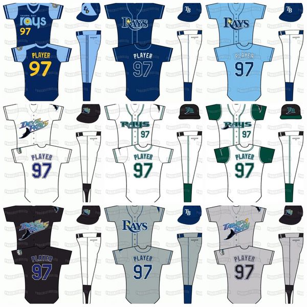 

tampa bay cooperstown vintage jersey randy arozarena tyler glasnow kevin kiermaier mike zunino castillo brosseau perez lowe adames wade bogg, Blue;black