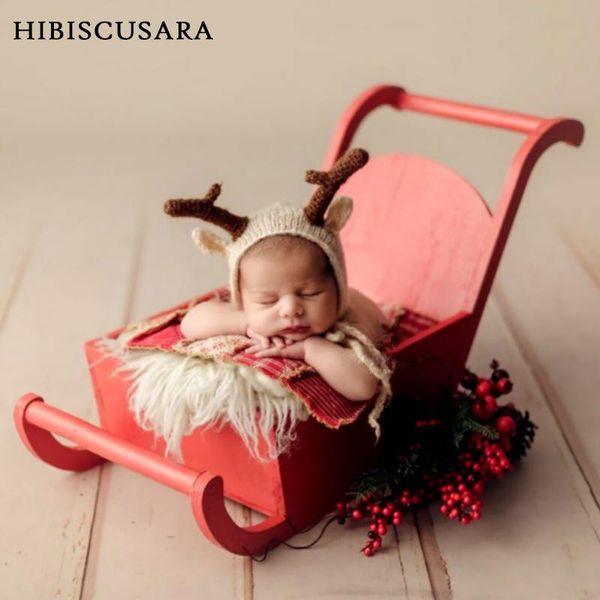 

caps & hats born baby pography props accesories christmas theme santa sledges po studio xmas wooden sleigh infant shoot prop, Yellow
