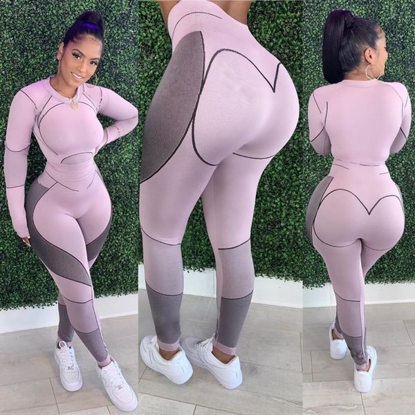 

2021 new autumn set of two casual sports outfits full sleeve and fashion pants bodycon workout 2 piece outfit zloy, Gray
