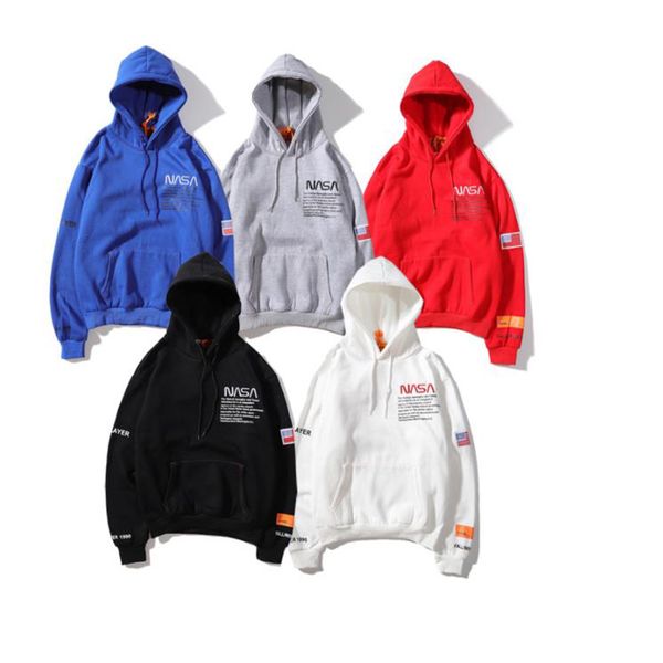 

european and american fashion brand heron co-branded sweater preston multicolor loose mens and womens hoodies nasa left and right pockets, White;black