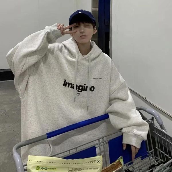 

men's hoodies & sweatshirts all-match hoodie fashion fleece coat instagram male print youth trend hooded autumn set head simple, Black