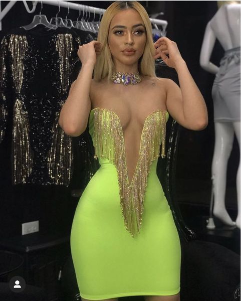 

dressed in sleeveless bandage, green, of charge, crystal, celebrity, party dress, bodycon xpzl, White
