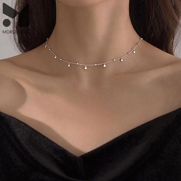 

mc delicate jewelry round bead discs choker necklace for women party clavicle chain necklace gifts support wholesale customize, Silver