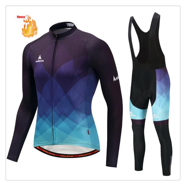 

racing sets cycling winter wool jersey elasticity bib shorts gel pad fashion maillot road bike uniforms polyester comfort anti shrink, Black;blue