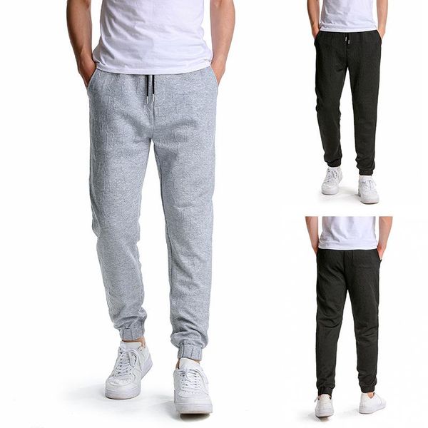 

men's pants luclesam men casual jogging pant 2021 winter thicken warm cotton sweatpants mens sport trousers, Black