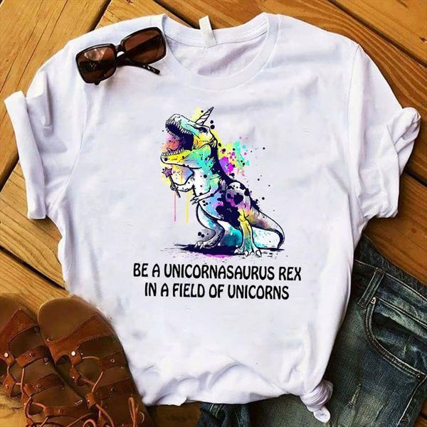 

unicorn short sleeve womens t shirt o neck loose summer causal tee clothes, White