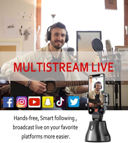 

new auto smart shooting selfie stick 360° object tracking holder all-in-one rotation face tracking camera phone holder