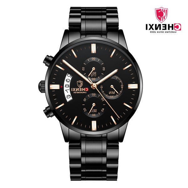 

steel band men's watch 907 dawn three eye six pin sports, Slivery;brown