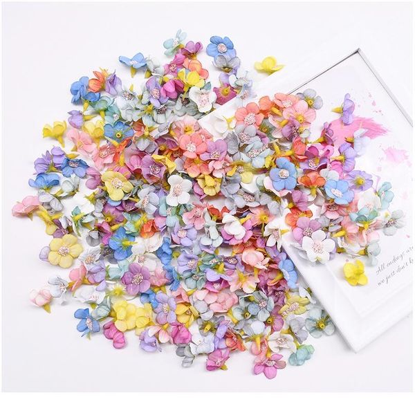 

50pcs 2cm multicolor daisy flower heads mini silk artificial flowers for wreath scrapbooking home wedding de qylksg