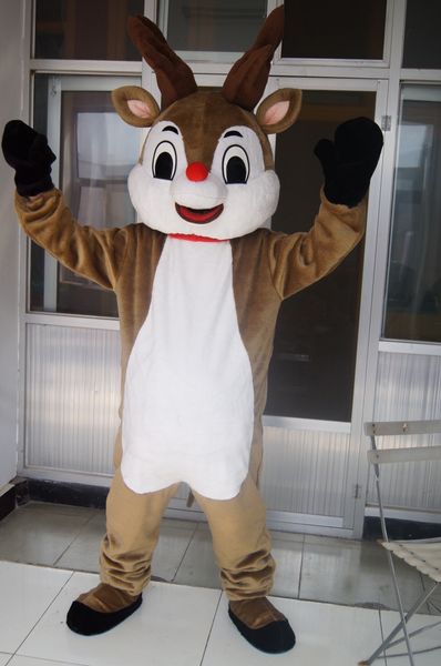 

real picture brown deer mascot costume fancy dress for halloween carnival party support customization, Red;yellow